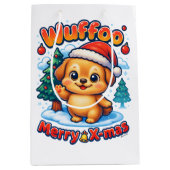 Wuffoo Roony Merry X-mas Kawaii 3D Holiday ミディアムペーパーバッグ (正面)