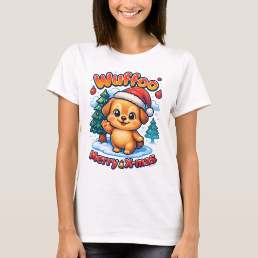 Wuffoo Roony Merry X-mas Kawaii 3D Holiday Tシャツ (正面)