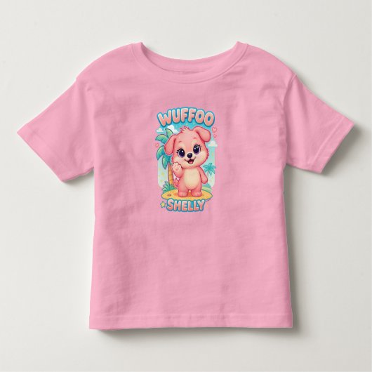 Wuffoo Shelly Kawaii Puppy Tropical Island トドラーTシャツ (正面)