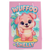Wuffoo Shelly Kawaii Puppy Tropical Island ミディアムペーパーバッグ (裏面)
