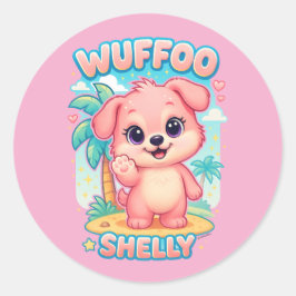 Wuffoo Shelly Kawaii Puppy Tropical Island ラウンドシール