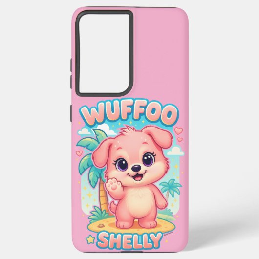 Wuffoo Shelly Kawaii Puppy Tropical Island Samsung Galaxyケース (裏面)