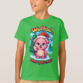 Wuffoo Shelly Merry X-mas Kawaii 3D Holiday Tシャツ (正面)