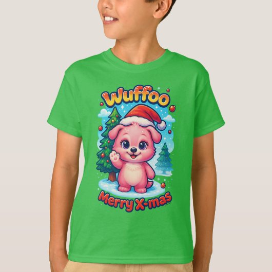 Wuffoo Shelly Merry X-mas Kawaii 3D Holiday Tシャツ (正面)