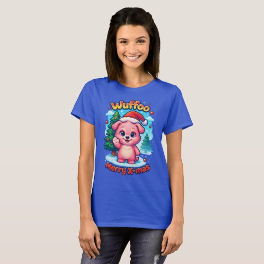 Wuffoo Shelly Merry X-mas Kawaii 3D Holiday Tシャツ (正面フル)