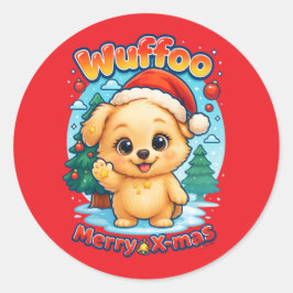 Wuffoo Starssie メリークリスマス かわいい 3D ホリデー ラウンドシール