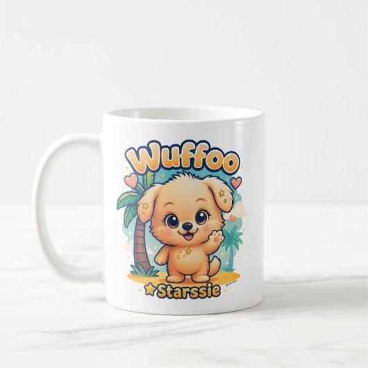 Wuffoo Starssie Kawaii Puppy Tropical Island コーヒーマグカップ (左)