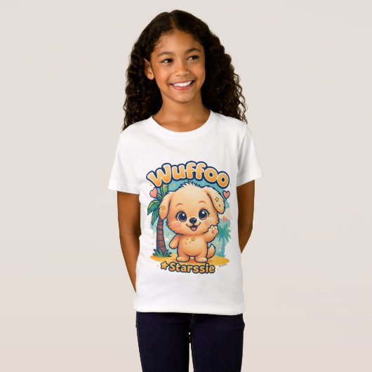 Wuffoo Starssie Kawaii Puppy Tropical Island Tシャツ (正面フル)