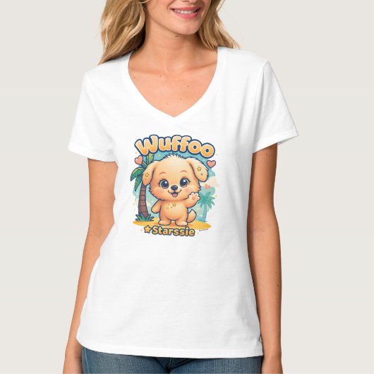 Wuffoo Starssie Kawaii Puppy Tropical Island Tシャツ (正面)