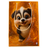 Wuffoo Surffie Cute Kawaii Puppy Amber ミディアムペーパーバッグ (正面)