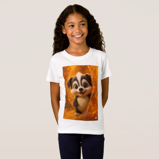 Wuffoo Surffie Cute Kawaii Puppy Amber Tシャツ (正面フル)