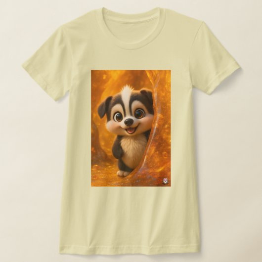 Wuffoo Surffie Cute Kawaii Puppy Amber tee Tシャツ (レイダウン)