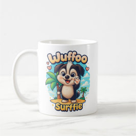 Wuffoo Surffie Cute Kawaii Puppy Tropical Island コーヒーマグカップ