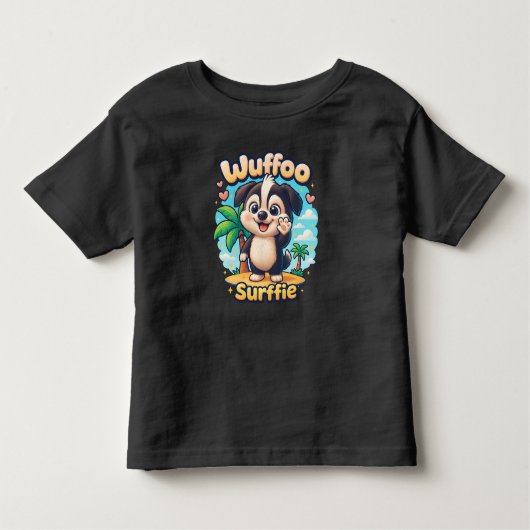 Wuffoo Surffie Cute Kawaii Puppy Tropical Island トドラーTシャツ (正面)