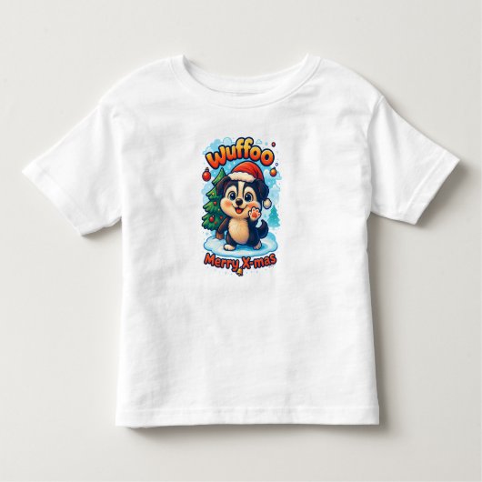 Wuffoo Surffie Merry X-mas Kawaii 3D Holiday トドラーTシャツ (正面)