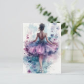 Wunderschöne Aquarell Ballerina im Tutu  ポストカード (スタンド正面)
