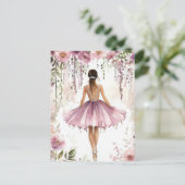 Wunderschöne Aquarell Ballerina im Tutu ポストカード (スタンド正面)