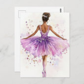 Wunderschöne Aquarell Ballerina im Tutu  ポストカード (正面/裏面)