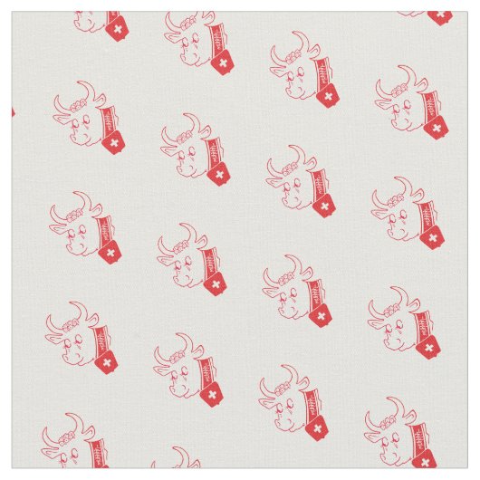 Wunderschöner Stoff mit einer Schweizer Kuh muhhhh ファブリック (クローズアップ)