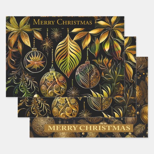 Wunderschönes Weihnachtspapier mit Weihnachtskugel ラッピングペーパーシート (セット)