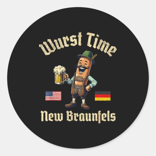 Wurst Time Wurst Fest German Beer Festival New Bra ラウンドシール (正面)
