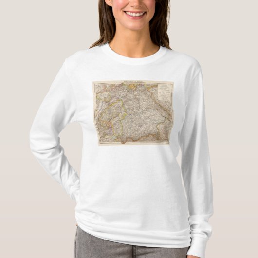 WurttembergのドイツのBayernの地図書の地図 Tシャツ (正面)