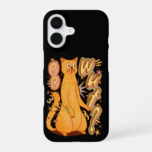 Wut? / オレンジの猫のイラスト iPhone 16ケース (裏面)