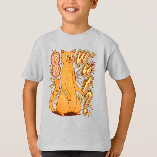 Wut? / オレンジの猫のイラスト tシャツ (正面)