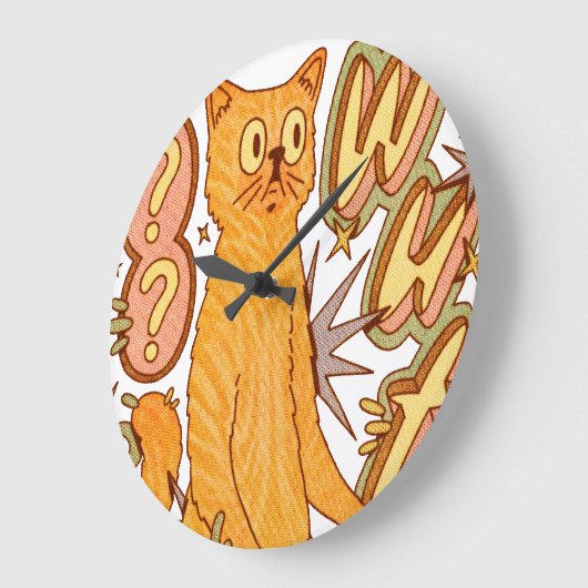 Wut? / An Orange Cat Illustration ラージ壁時計 (傾斜)
