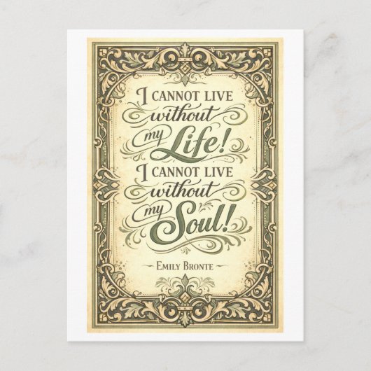 Wuthering Heights Bronte Quote ポストカード (正面)