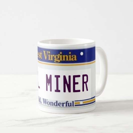 WVのナンバープレートの炭鉱作業員 コーヒーマグカップ (正面右)