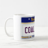 WVのナンバープレートの炭鉱作業員 コーヒーマグカップ (左)