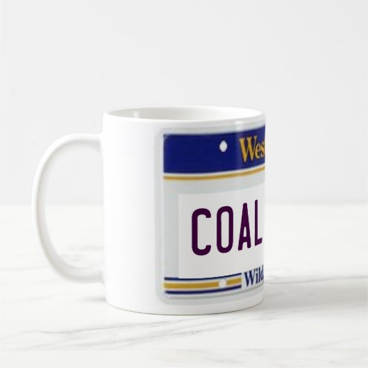 WVのナンバープレートの炭鉱作業員 コーヒーマグカップ (左)