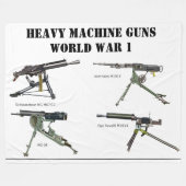 WW1の重機関銃 フリースブランケット (正面(横))