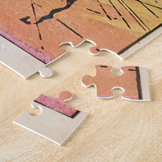 WW1ファイター飛行機ドッグファイトヴィンテージ漫画ブックページ ジグソーパズル (側面)