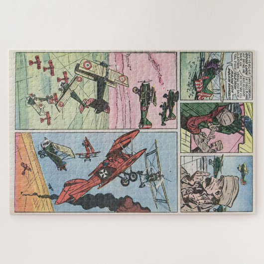 WW1ファイター飛行機ドッグファイトヴィンテージ漫画ブックページ ジグソーパズル (横)