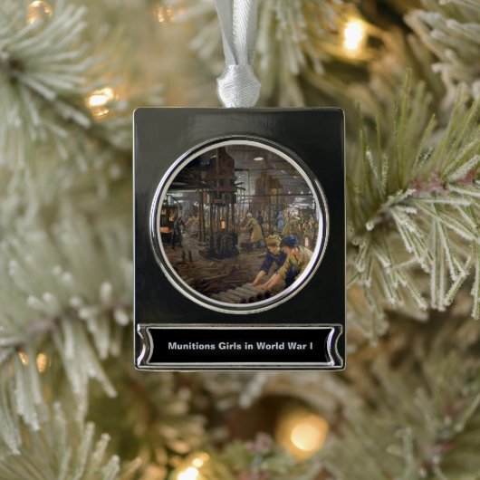 WW1 1918工場で働く女性 シルバープレートバナーオーナメント (ツリー)
