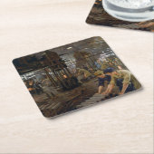 WW1 1918工場で働く女性 スクエアペーパーコースター (アングル)