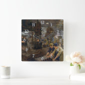 WW1 1918工場で働く女性 スクエア壁時計 (ホーム)