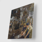 WW1 1918工場で働く女性 スクエア壁時計 (傾斜)