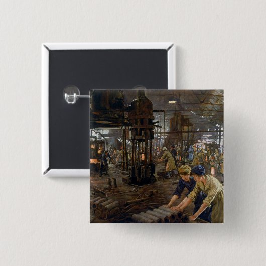 WW1 1918工場で働く女性 缶バッジ (正面&裏面)