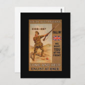 WW1 Collector Card 1914オーストラリアプロパガンダ ポストカード (正面/裏面)
