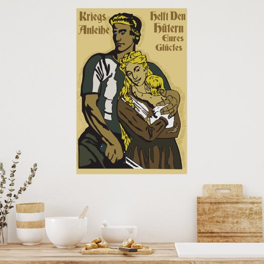 WW1 German Poster Kriegsanleihe, helft den Hutern ポスター (キッチン)