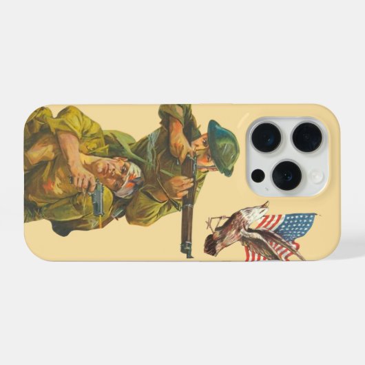 WW1 US Doughboy poster art  iPhoneケース (裏面横)