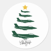 WW2航空クリスマスツリー ミリタリー飛行機 ラウンドシール (正面)