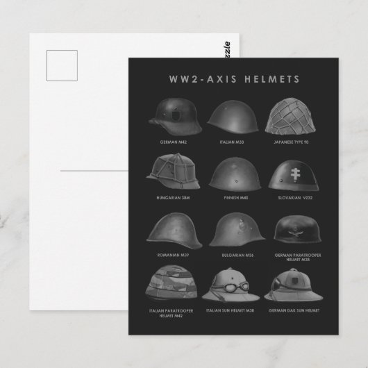 WW2 - Axis Helmets  ポストカード (正面/裏面)