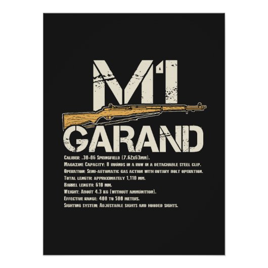 WW2 M1 Garand Weapon Specs ポスター (正面)
