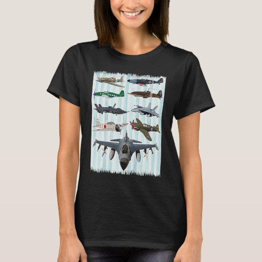 WW2 Planes Warbirds P51 Mustang Spitfire Messersch Tシャツ (正面)
