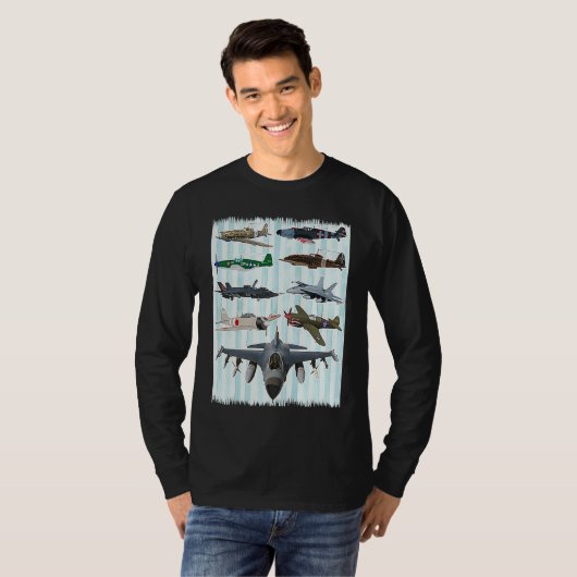 WW2 Planes Warbirds P51 Mustang Spitfire Messersch Tシャツ (正面フル)