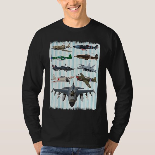 WW2 Planes Warbirds P51 Mustang Spitfire Messersch Tシャツ (正面)